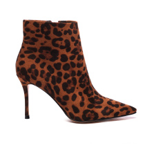 Sexy Elegant stiletto girls' ankle booties animal skin pattern Plush thin high heel Zipper Side ladies' boot